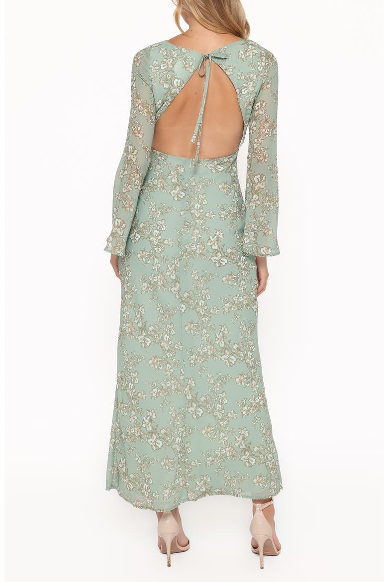 Yolanda Floral Long Sleeve Open Back, Alternate, color, SAGE GREEN FLORAL