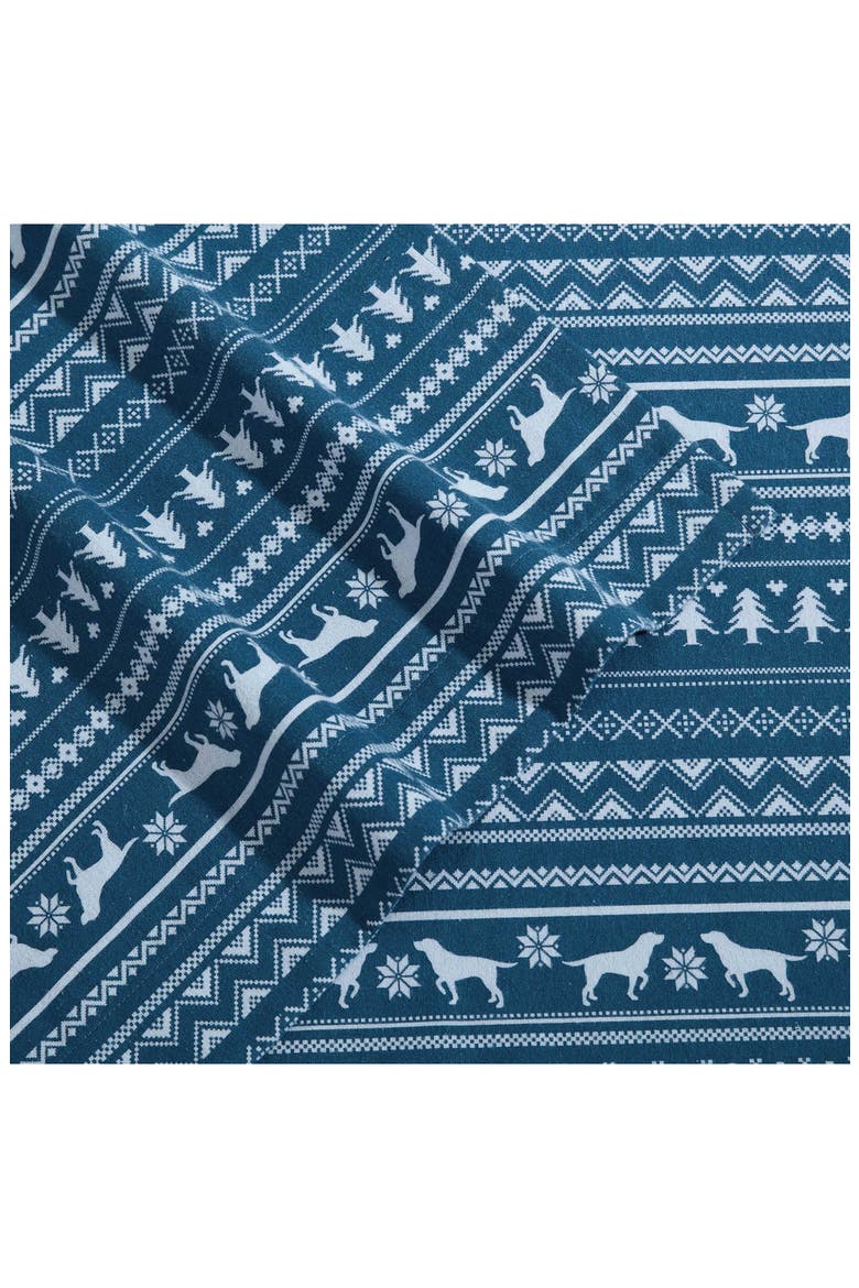 Dog Sweater Cotton Flannel Sheet Set, Alternate, color, KODIAK BLUE