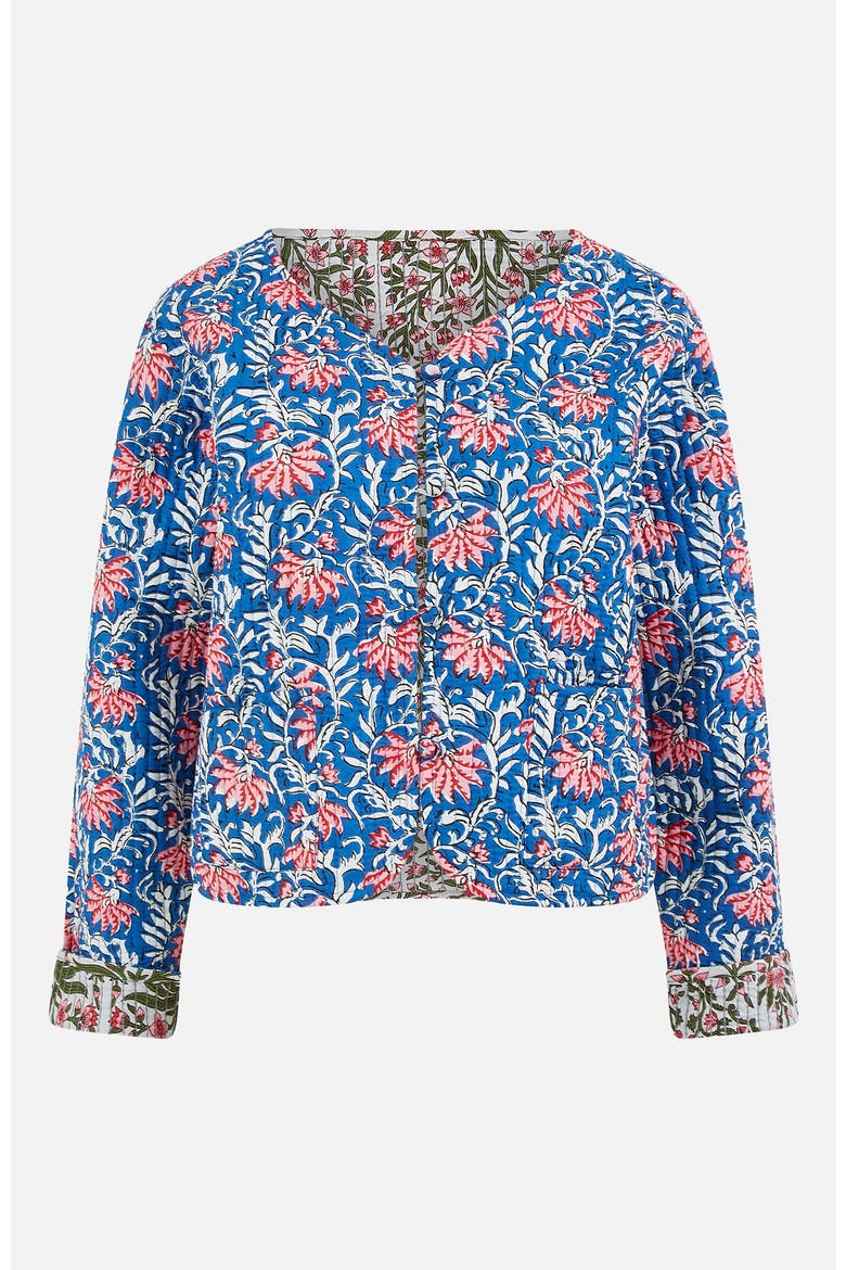 Reversible Floral Quilted Jacket, Alternate, color, Blue/Green