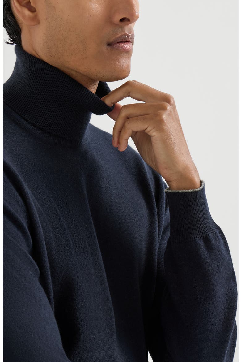 Cashmere turtleneck sweater, Alternate, color, Navy Blue