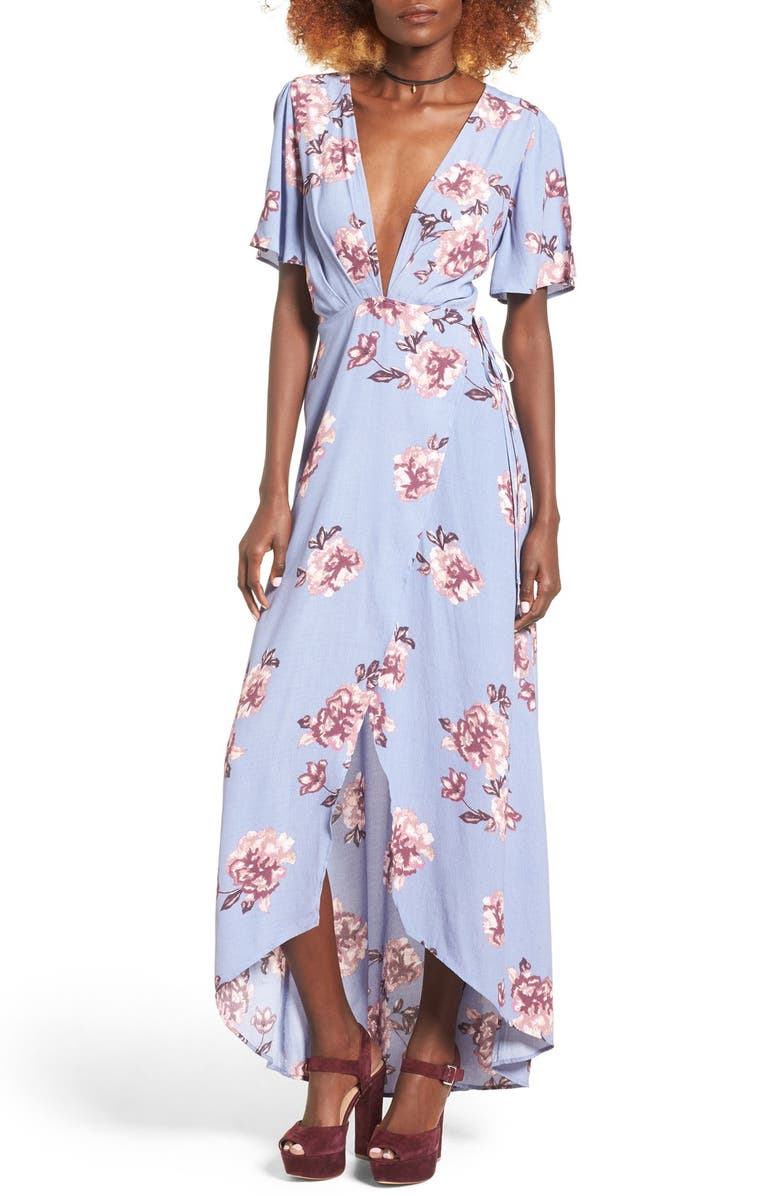 ASTR the Label ASTR Selma Floral Print Wrap Dress, Main, color,