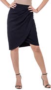 24seven Comfort Apparel Elastic Waist Knee Length Tulip Pencil Skirt