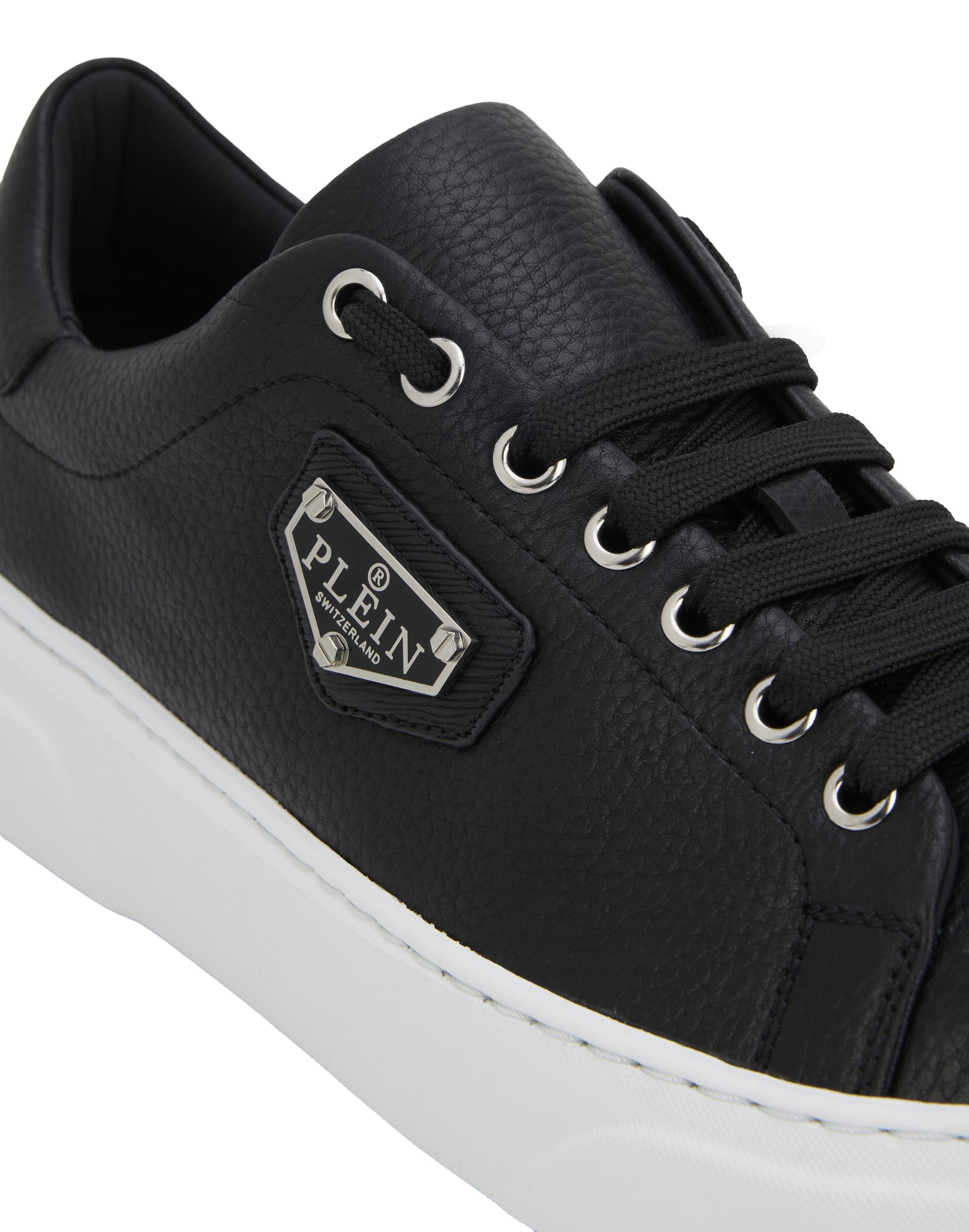 Leather Lo-Top Sneakers Iconic Plein Unisex, Alternate, color, black