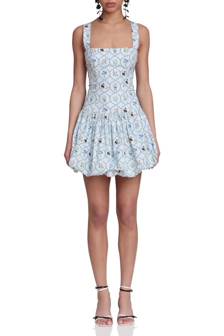 Drop Waist Bubble Hem Minidress, Main, color, BLUE SWAN