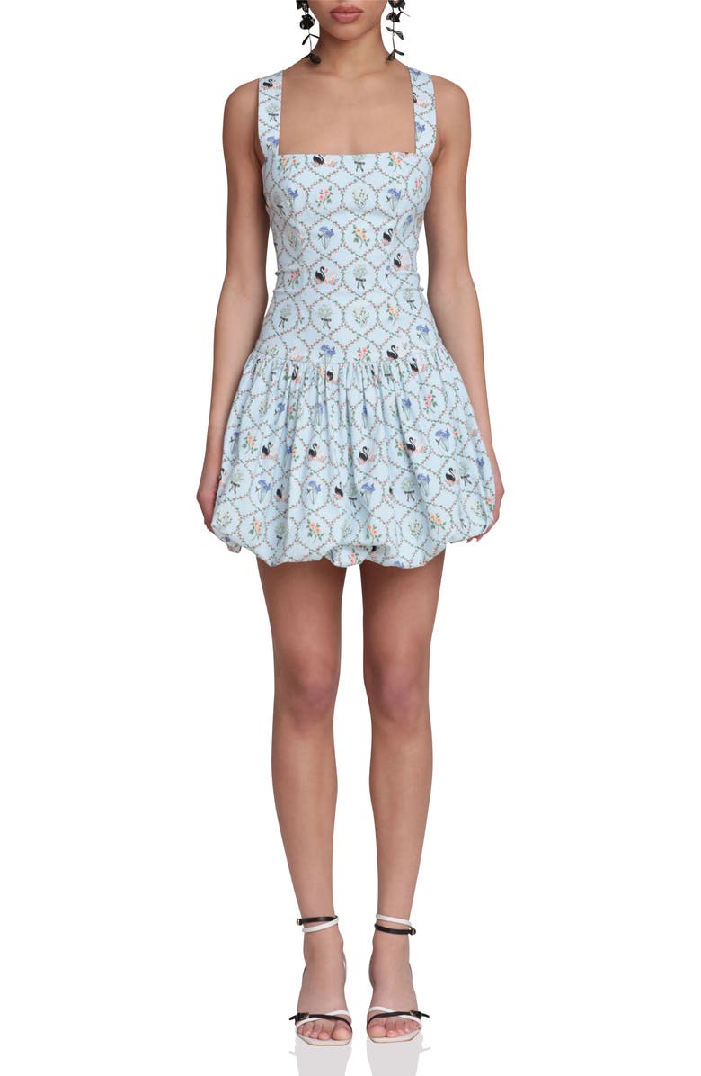 Avec Les Filles Drop Waist Bubble Hem Minidress, Main, color, Blue Swan