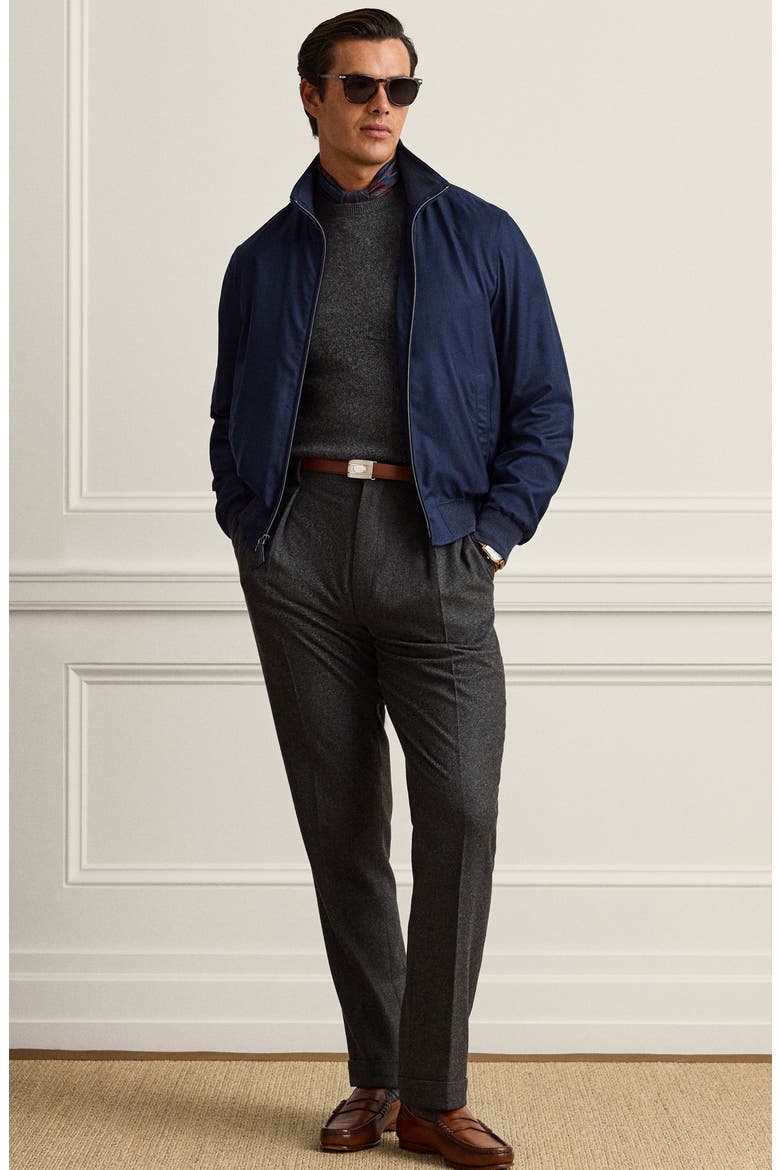 Bird's Eye Cashmere Crewneck Sweater, Alternate, color, DARK GREY MELANGE