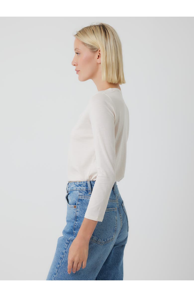 Majestic Filatures Lyocell Cotton Three Quarter Sleeve Henley, Alternate, color, Cream