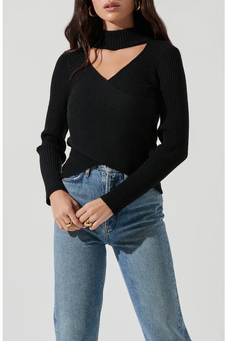 Cross Front Sweater, Alternate, color, BLACK