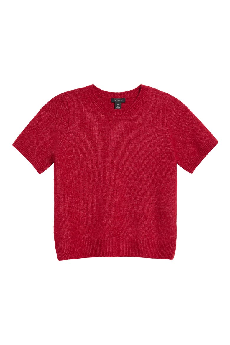 Short Sleeve Crewneck Sweater, Alternate, color, RED HOT