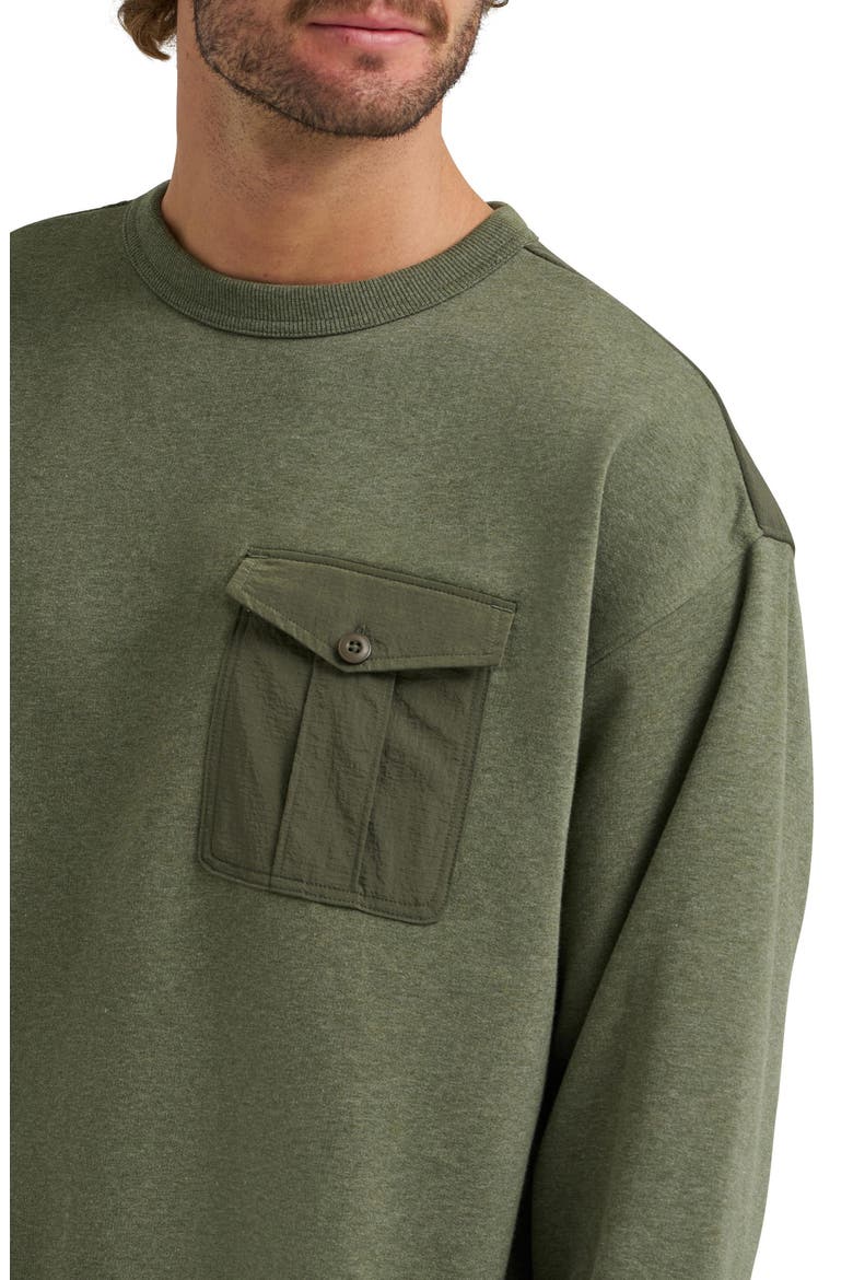 Chest Pocket Crewneck Sweatshirt, Alternate, color, OAK MOSS