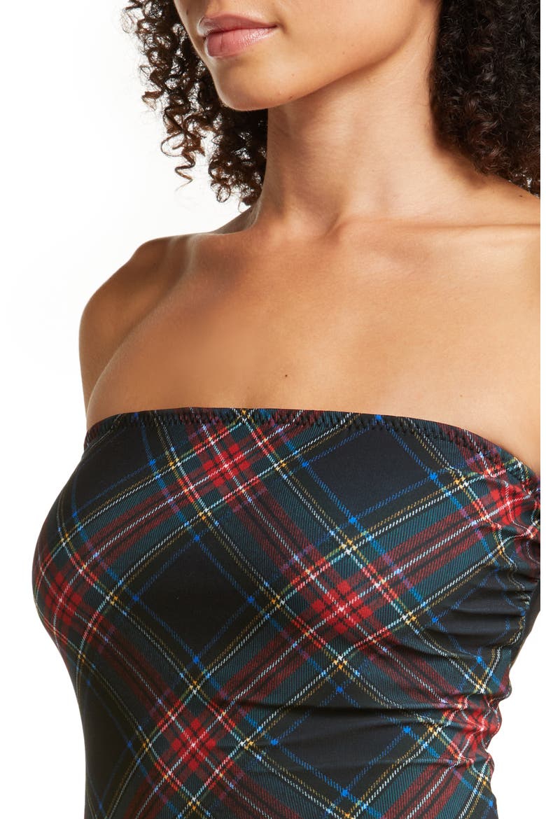 Bishop Tartan One-Piece Swimsuit, Alternate, color, BLACK TARTAN