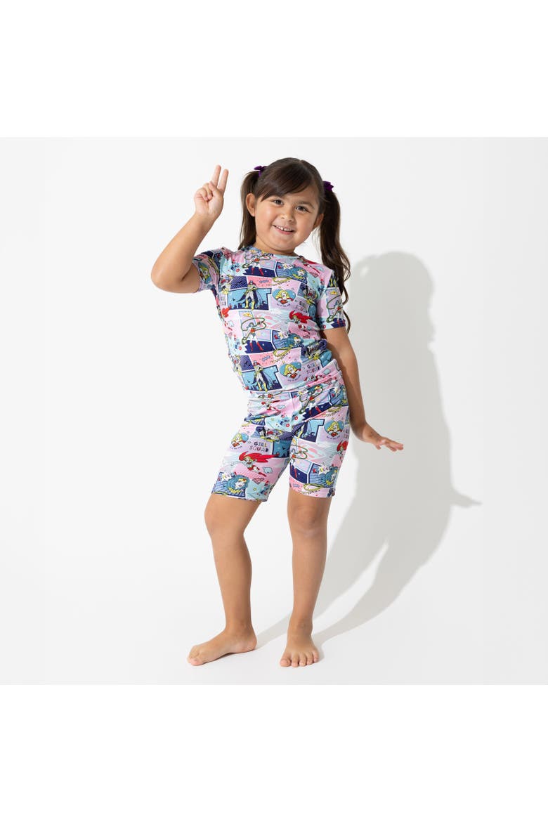 Justice League Heroines Kids 2-Piece Short Sleeve & Shorts Pajama Set, Alternate, color, Justice League Heroines