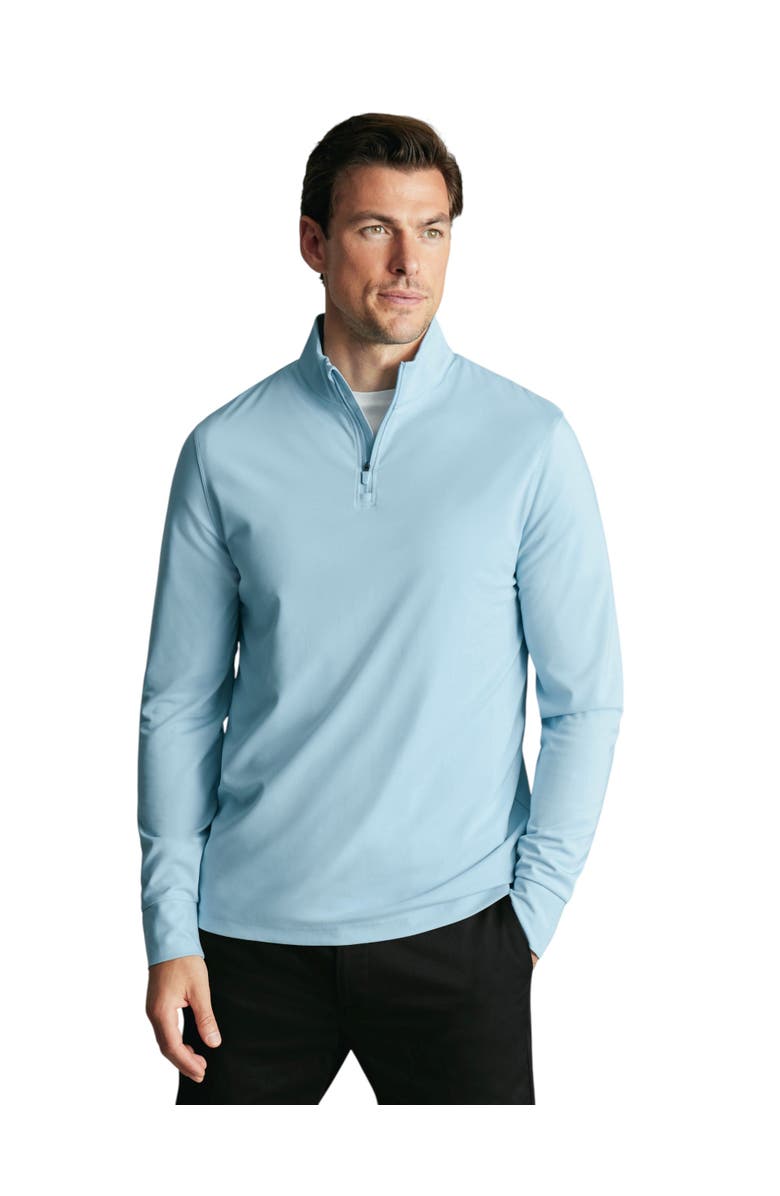 Charles Tyrwhitt Performance Zip Neck, Main, color, Light Blue