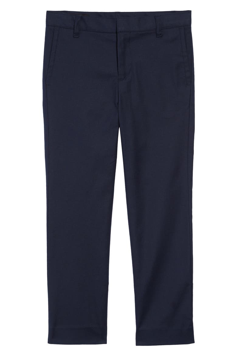 Flat Front Dress Pants, Main, color, NAVY ECLIPSE