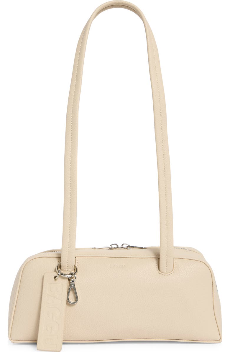 Baggu Small Recycled Leather Bowler Shoulder Bag, Main, color, Stone