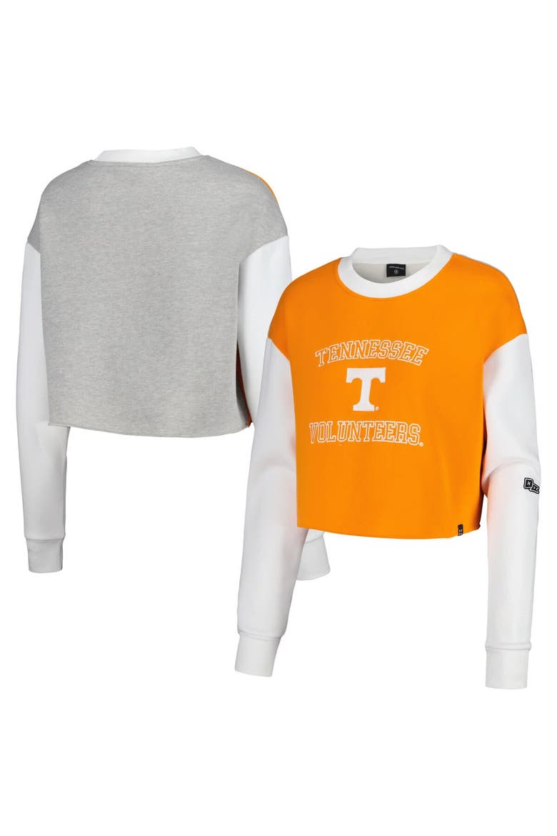 Women's Hype and Vice Tennessee Orange Tennessee Volunteers Colorblock Rookie Crew Pullover Sweatshirt, Main, color, Tennessee Orange