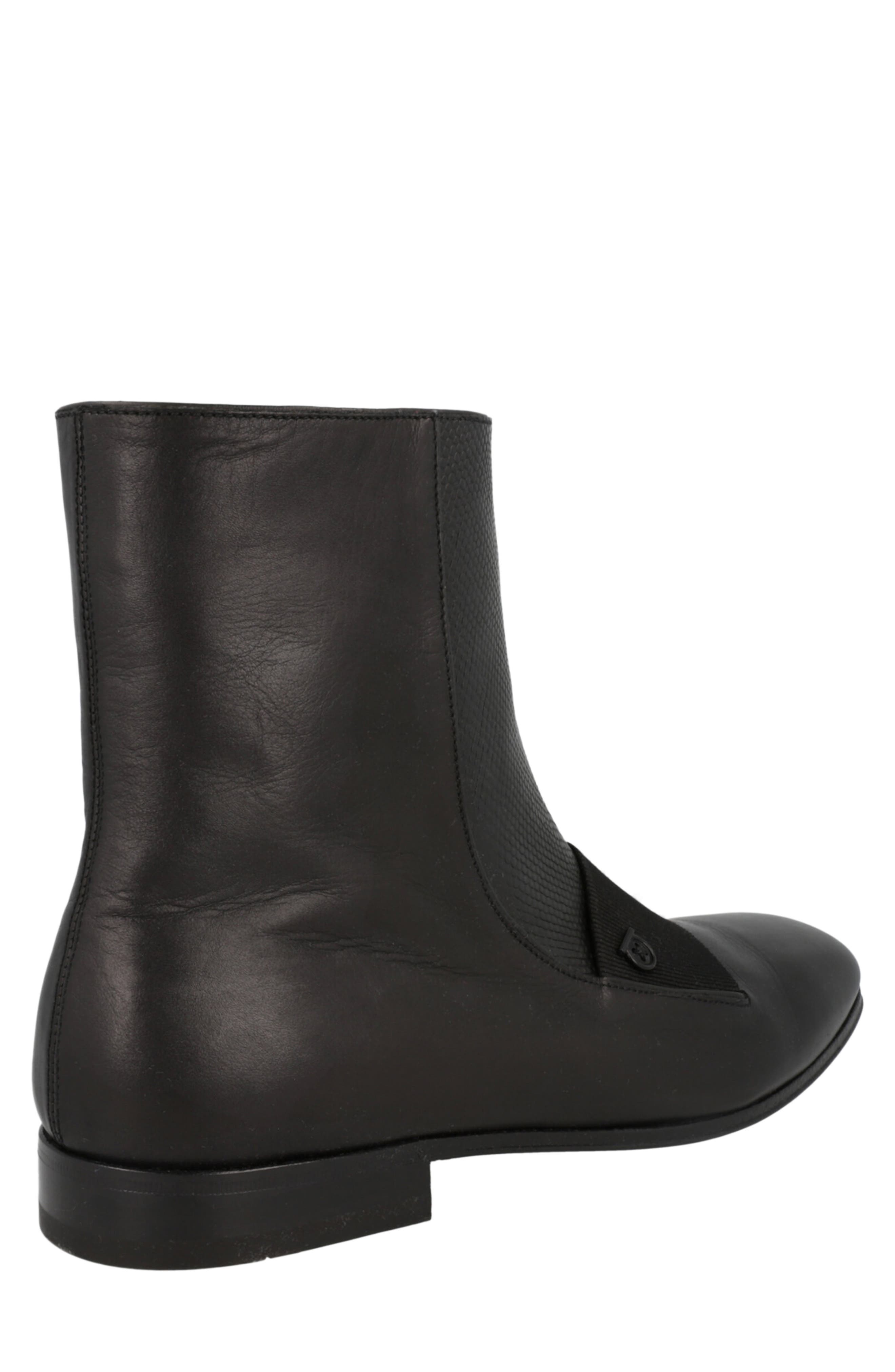 Geminiano Gancini Leather Bootie, Alternate, color, BLACK