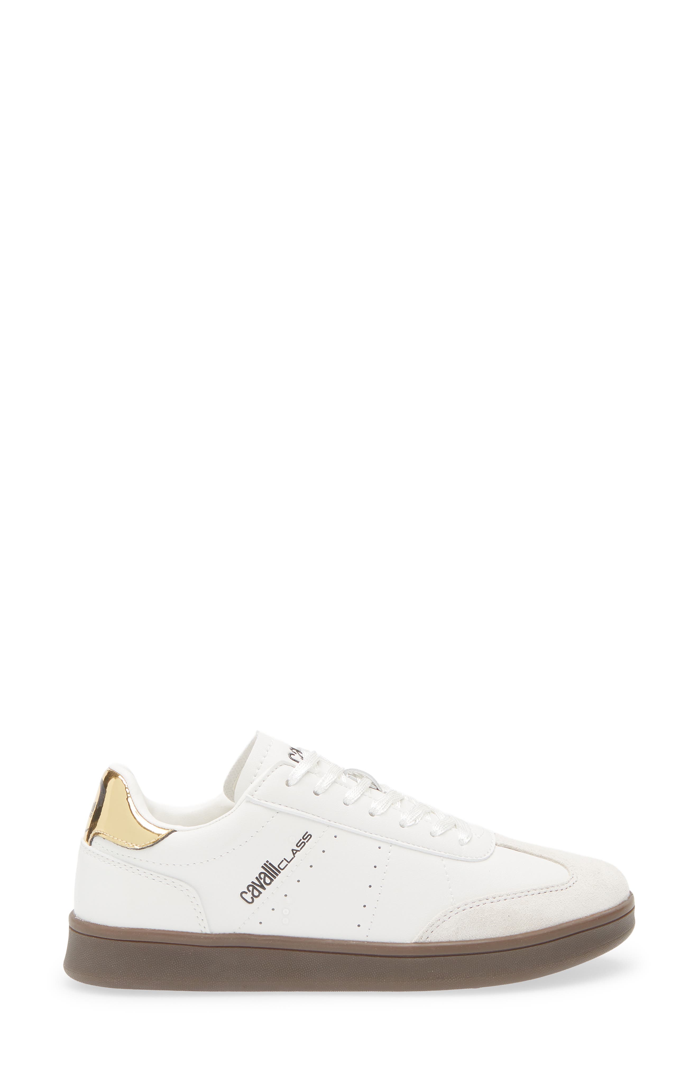 Roberto Cavalli Low Top Sneaker, Alternate, color, White Gold