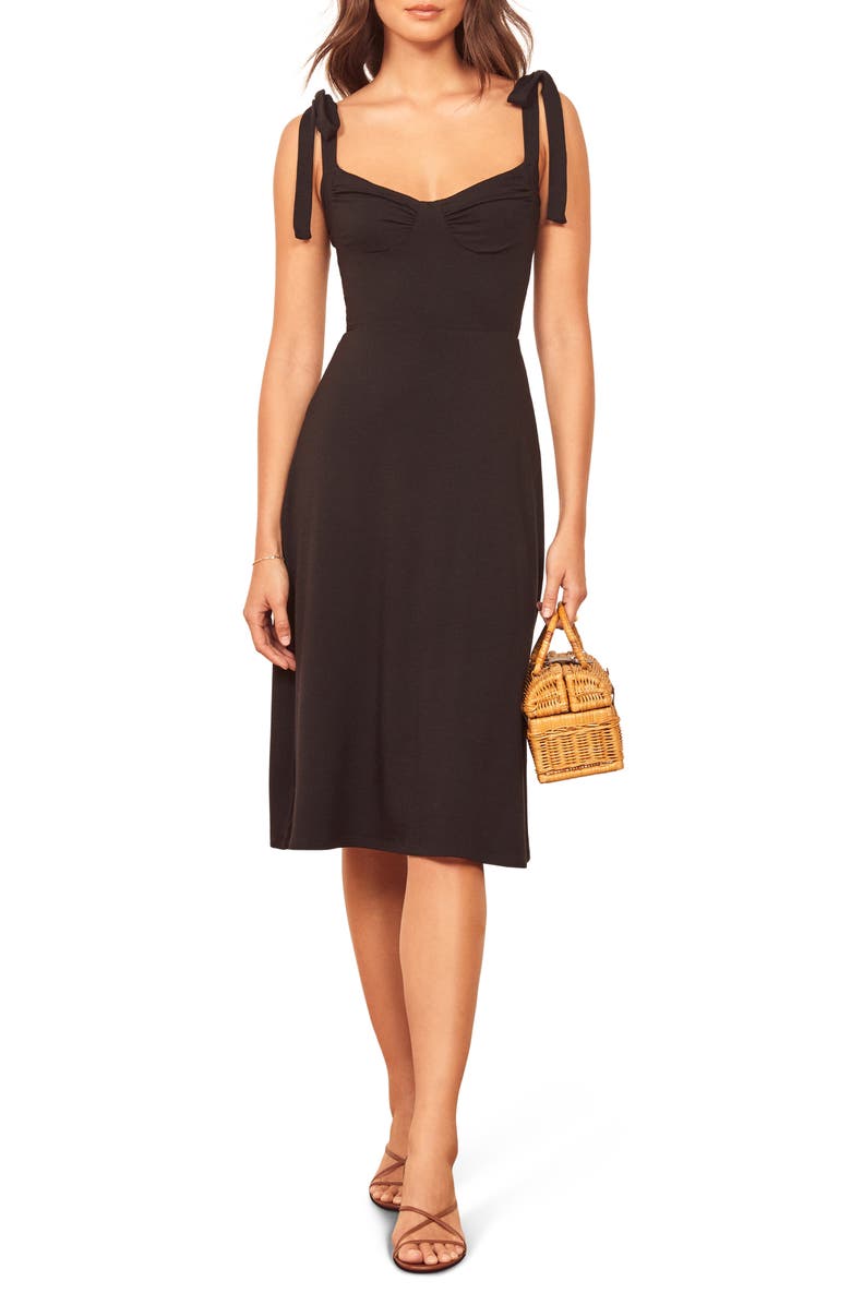 Reformation Wells Tie Shoulder Stretch Tencel<sup>®</sup> Lyocell Dress, Main, color,