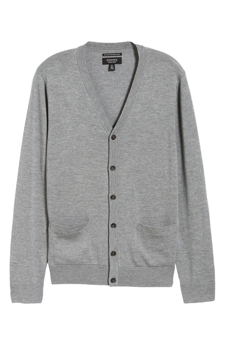 NORDSTROM MEN'S SHOP Merino V-Neck Cardigan, Alternate, color,
