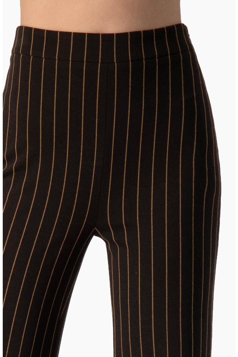 Pinstripe High-waist Wide-leg Flared Trousers, Alternate, color, Brown