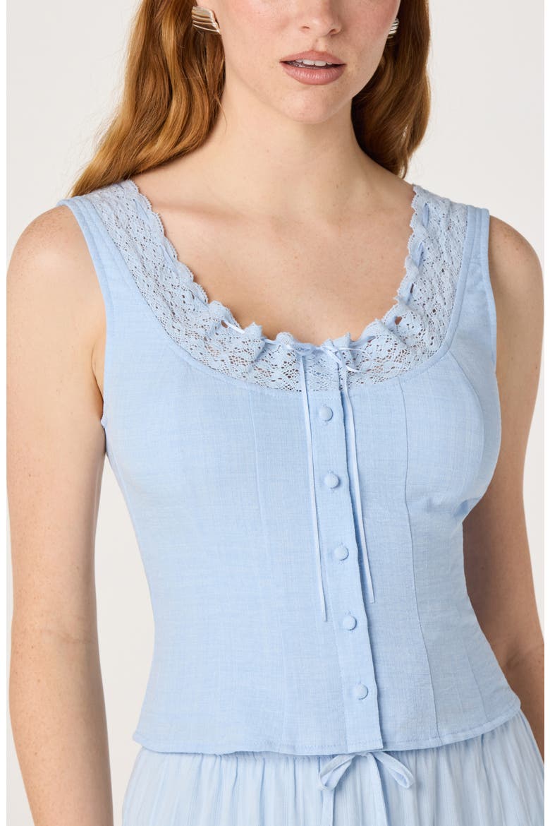 Victoria Lace Trim Sleeveless Top, Alternate, color, LIGHT BLUE