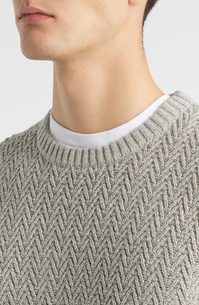 James Campbell Ayr Herringbone Stitch Cotton & Wool Blend Sweater, Alternate, color, Light Taupe