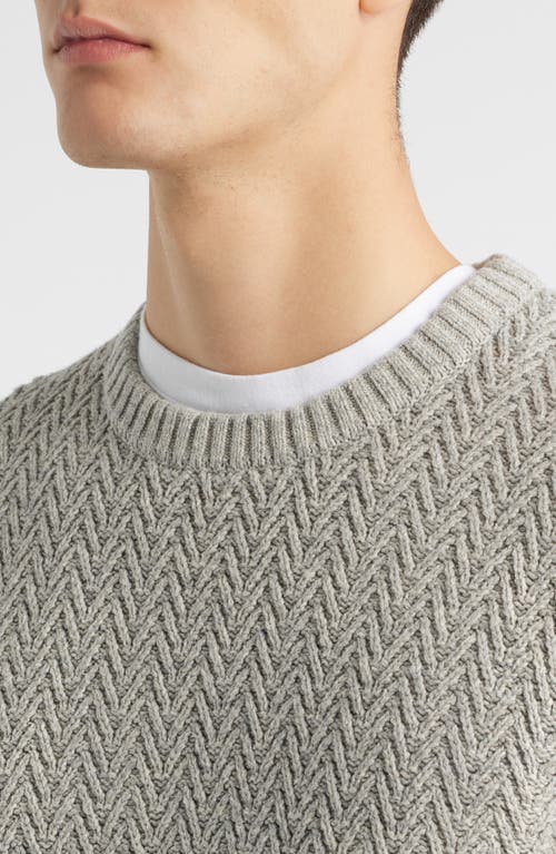James Campbell Ayr Herringbone Stitch Cotton & Wool Blend Sweater In Brown