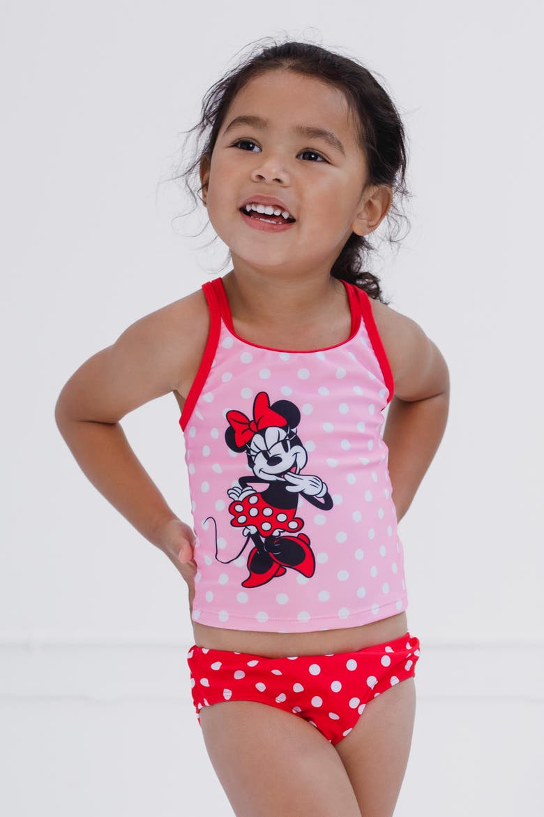 Minnie Mouse 2-Piece Tankini Top and Bikini Bottom Swim Set UPF 50+, Alternate, color, Minnie Red Pink Dot