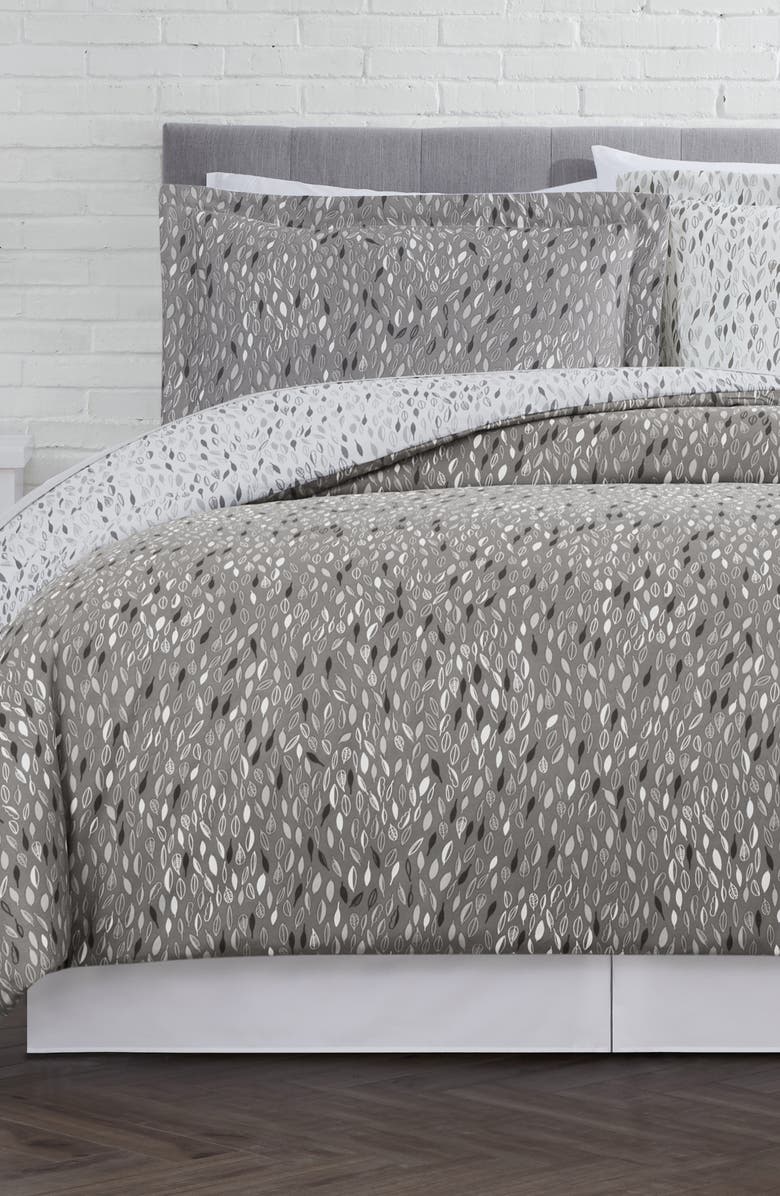 SOUTHSHORE FINE LINENS Luxury Premium Collection Oversized Comforter Set, Alternate, color, Botanical Leaves Grey