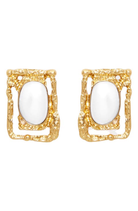 Coastal Gem Quartz Stone Stud Earrings