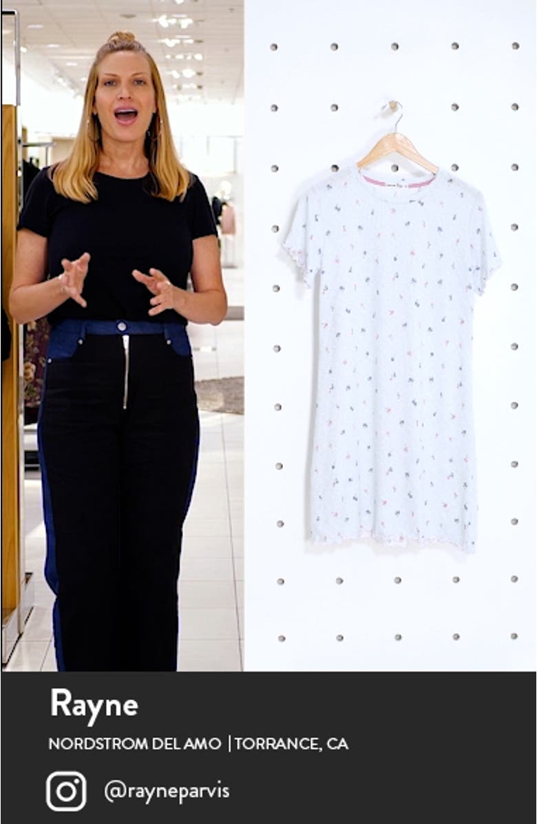 Floral Lettuce Hem Ribbed Sleep Shirt, sales video thumbnail