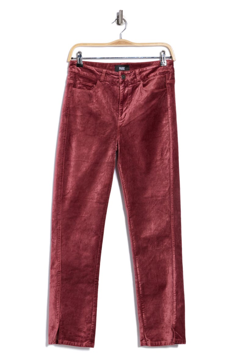 Cindy Twist Seam High Waist Ankle Straight Leg Velvet Pants, Alternate, color, ROSETEA
