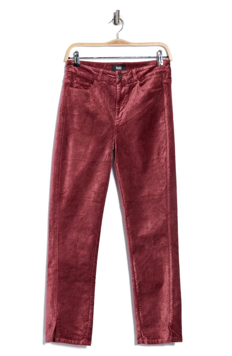 PAIGE Cindy Twist Seam High Waist Ankle Straight Leg Velvet Pants, Alternate, color, Rose Tea