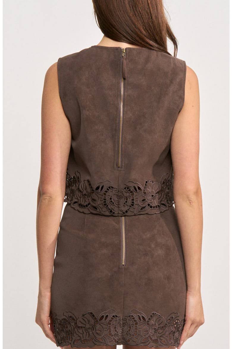 Pauline Faux Leather Eyelet Crop Top, Alternate, color, DARK BROWN