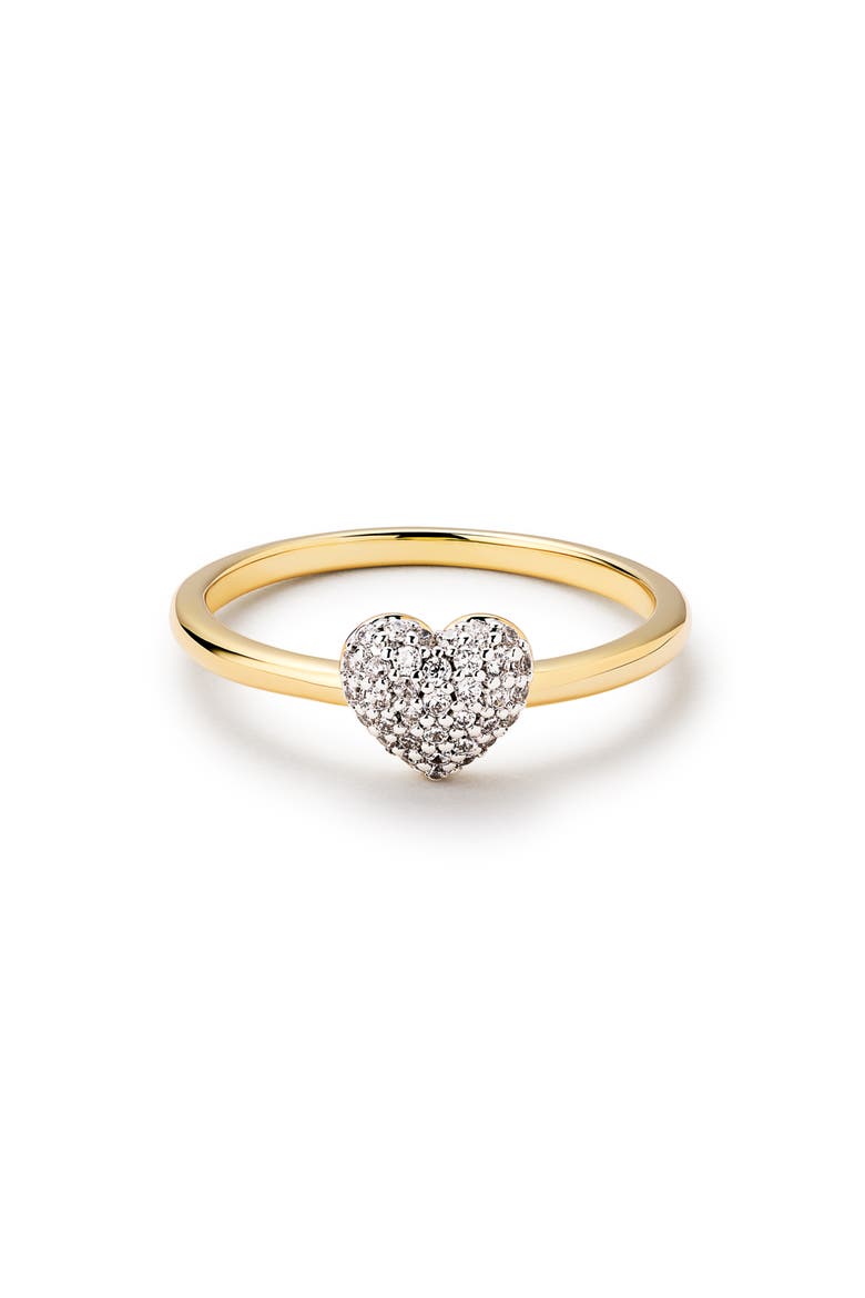 Ellery Cubic Zirconia Pavé Heart Ring, Main, color, GOLD CLEAR