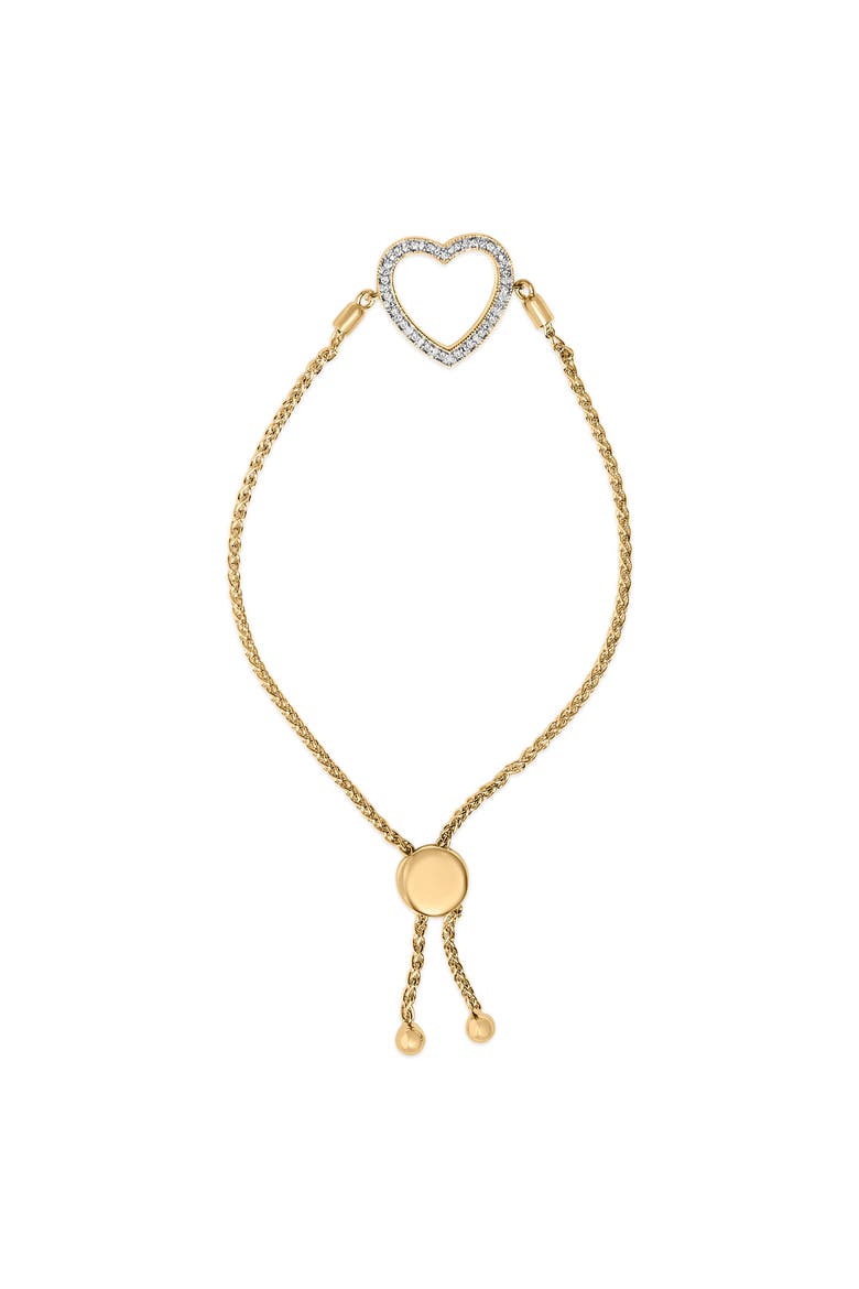 Gold Vermeil Diamond Accent Heart Lariat Bolo Bracelet, Main, color, Silver