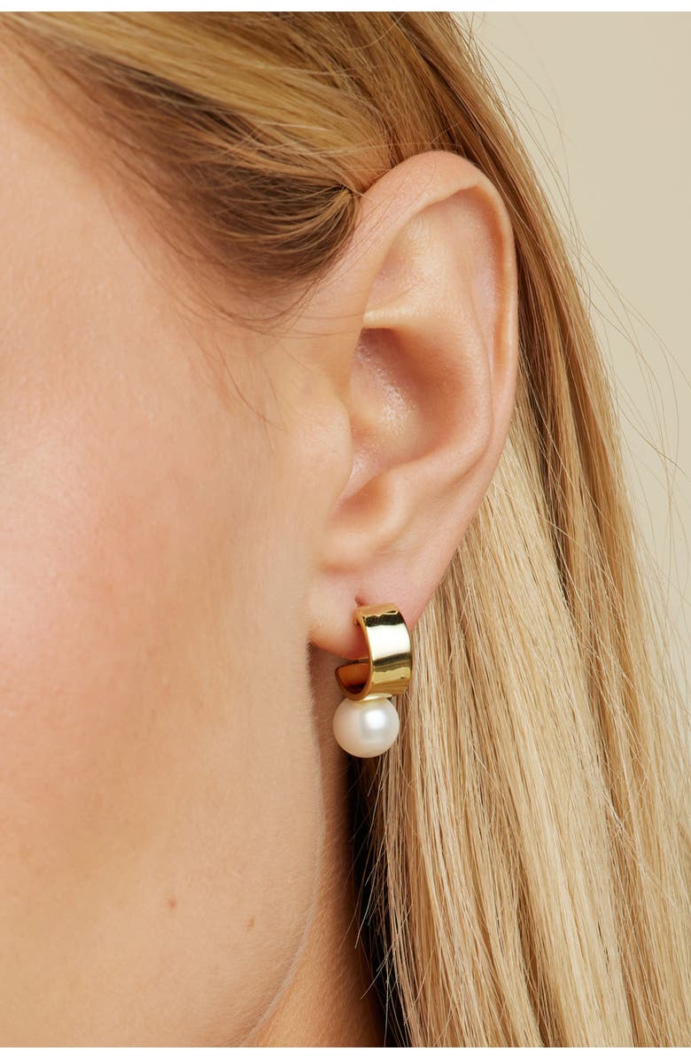 Untamed Petals Leah Pearl Hoops, Alternate, color, Gold