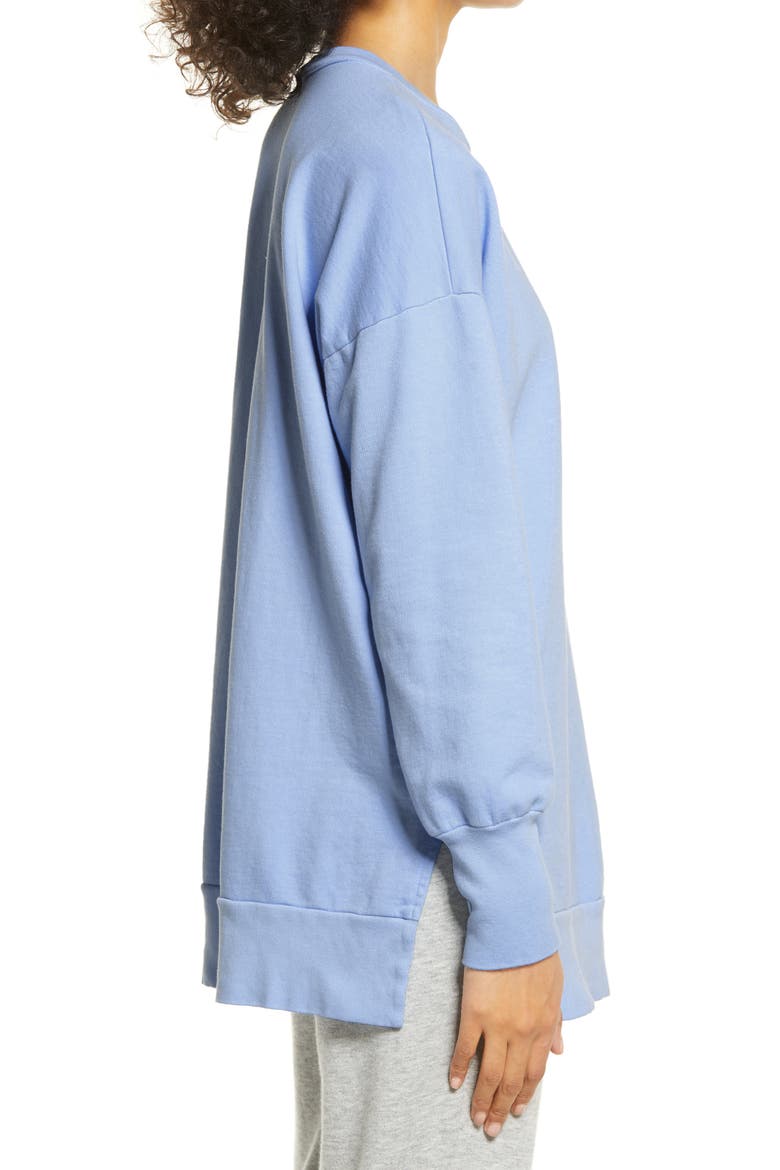 Side Slit Cotton Sweatshirt, Alternate, color, BLUE CASHMERE