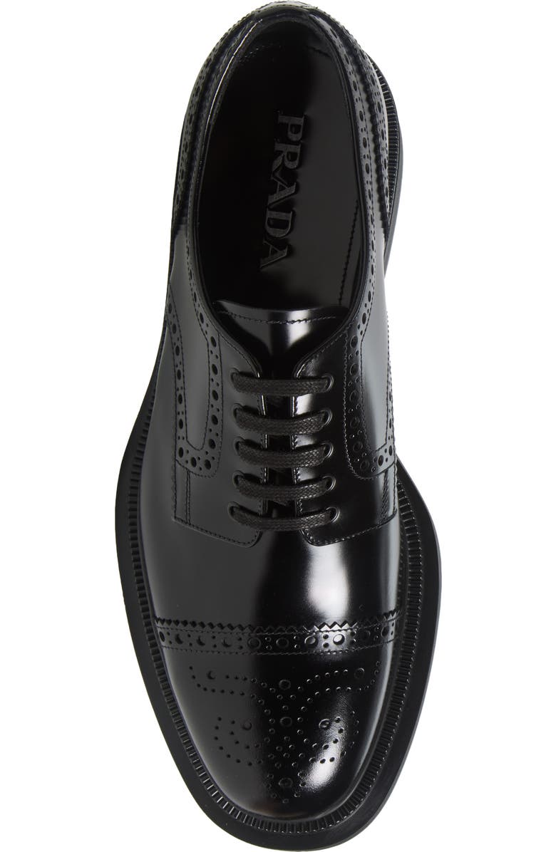 Prada Tyrone Brogue Cap Toe Derby, Alternate, color, Nero
