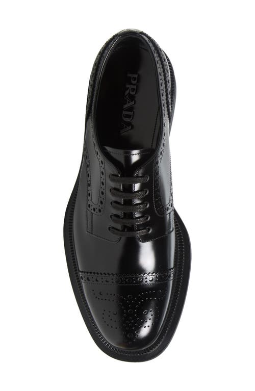Prada Tyrone Brogue Cap Toe Derby In Nero