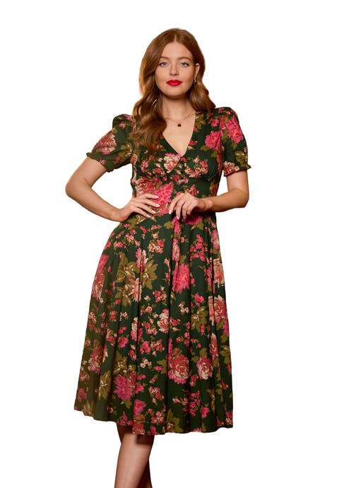 A-Line Button Front Midi Dress (Plus)