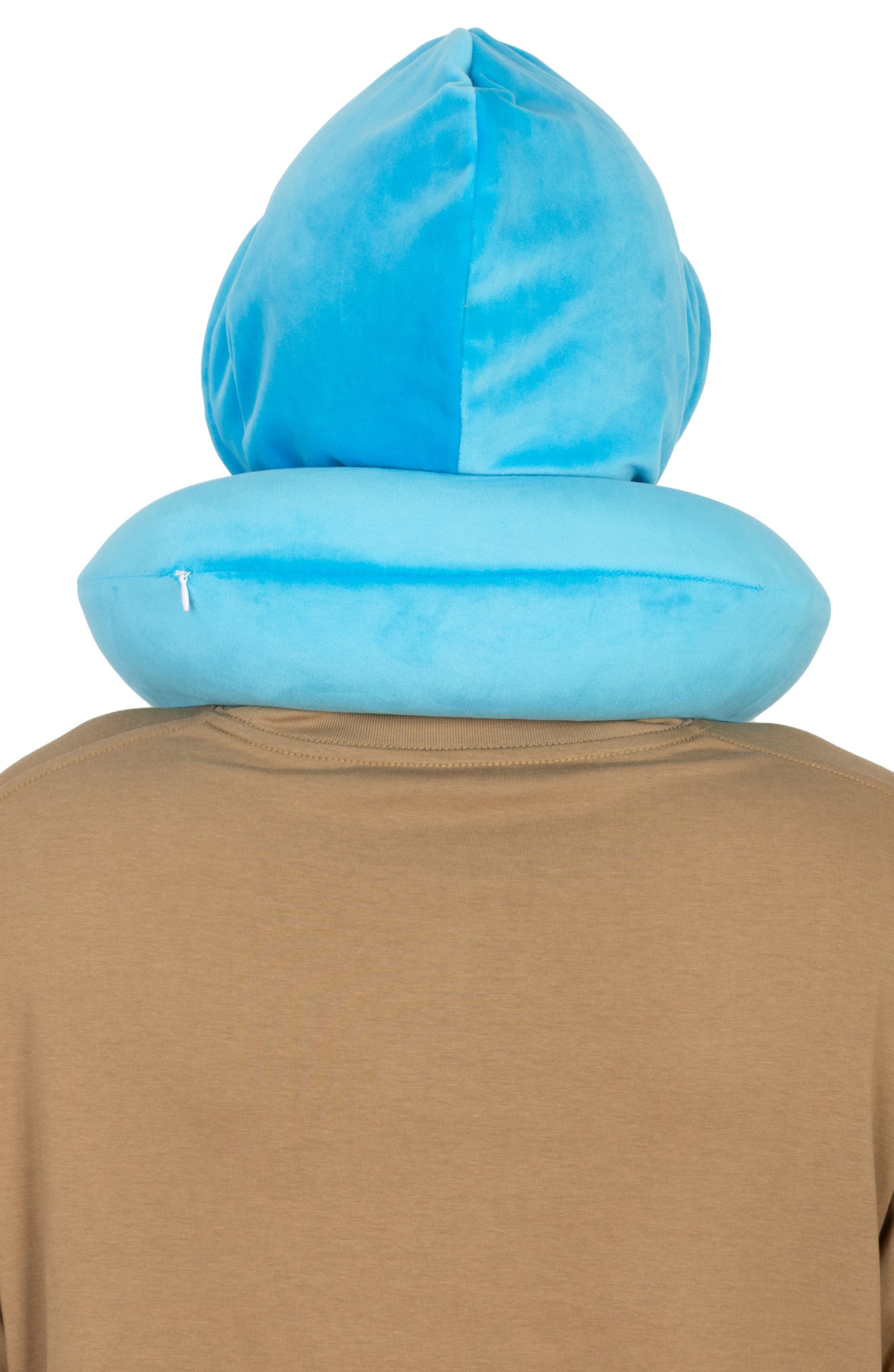 Von Dutch Pinstripe Hooded Memory Foam Travel Neck Pillow, Alternate, color, Blue