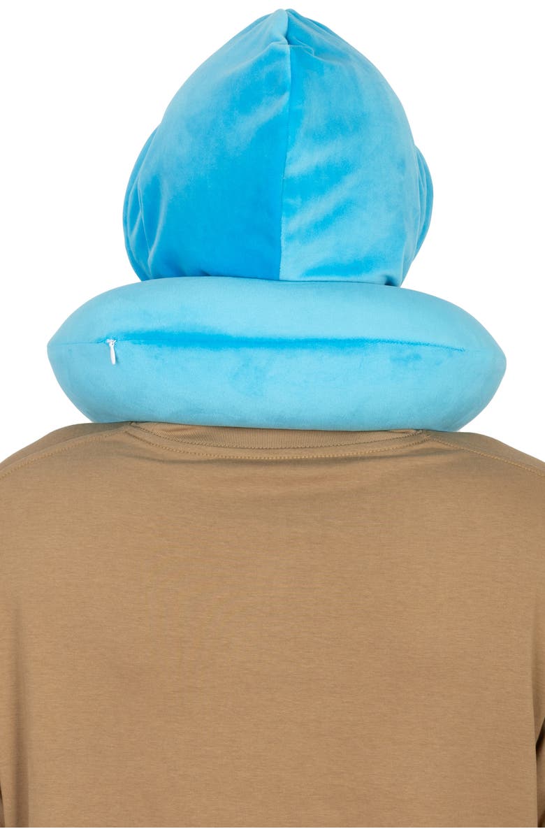 Von Dutch Pinstripe Hooded Memory Foam Travel Neck Pillow, Alternate, color, Blue