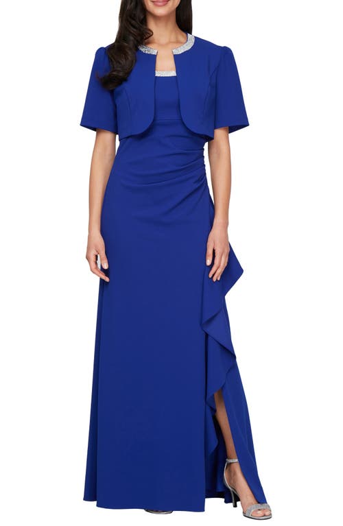 Alex Evenings Bead Detail Stretch Crepe Gown With Bolero Jacket
