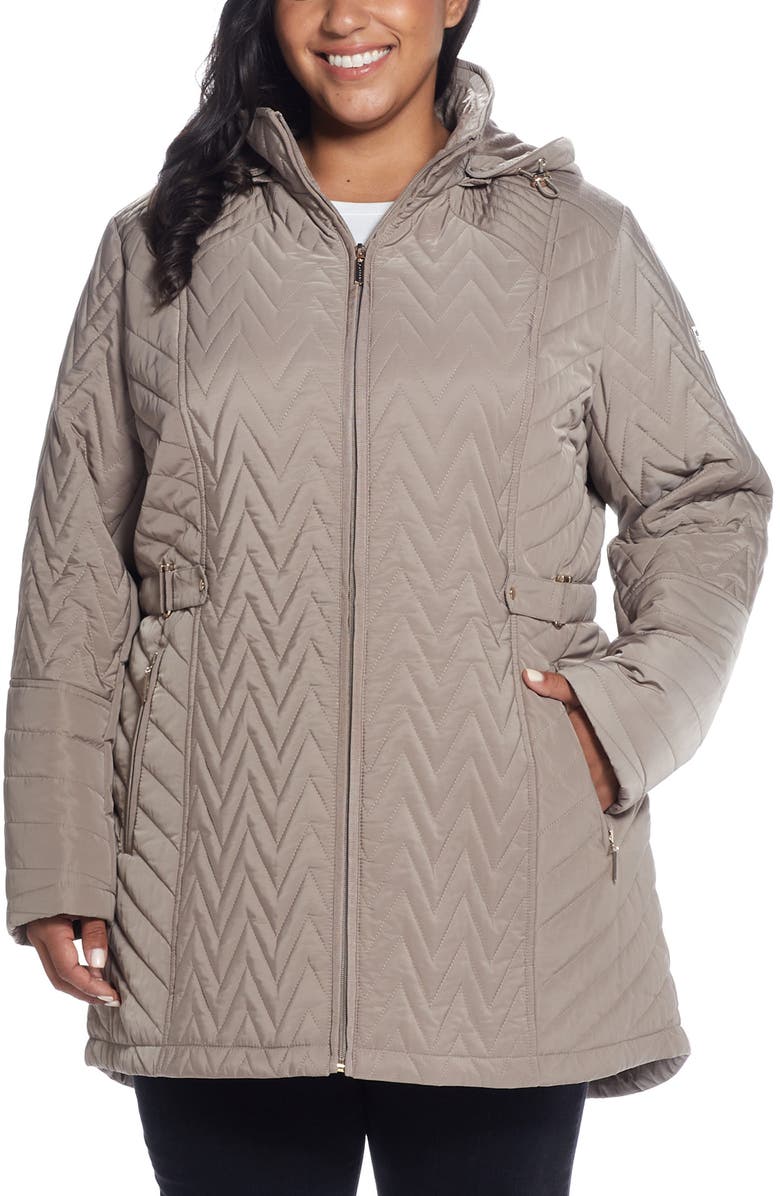 Gallery Chevron Quilt Jacket, Alternate, color, Taupe Grey