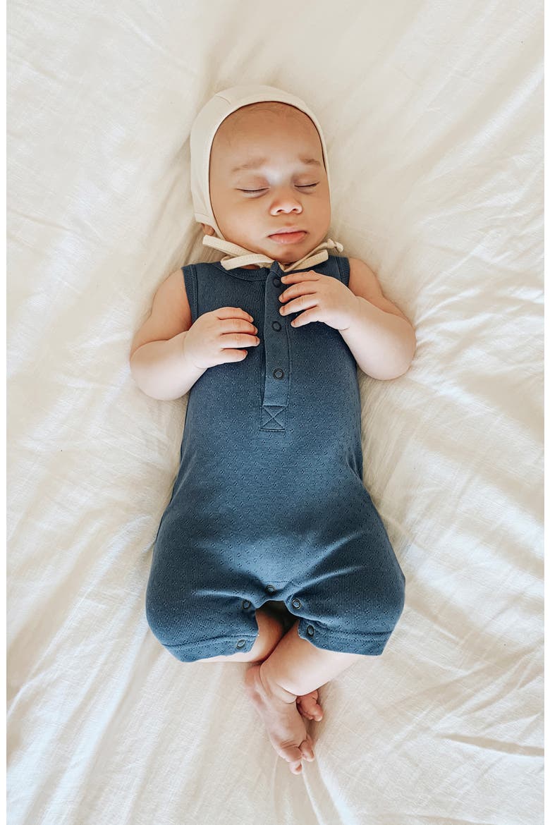 Organic Cotton Pointelle Romper, Alternate, color, DOLPHIN