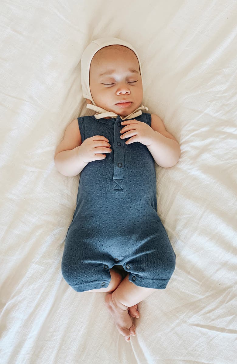 L'ovedbaby Organic Cotton Pointelle Romper, Alternate, color, Dolphin