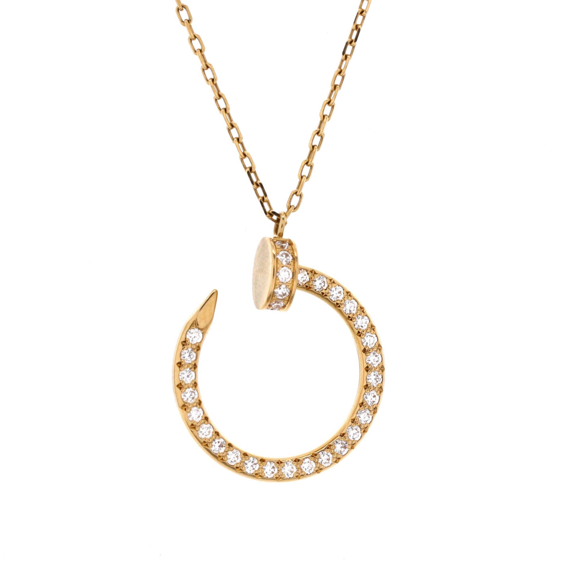 Juste un Clou Pendant Necklace 18K Yellow Gold and Pave Diamonds, Main, color, Metallic Gold