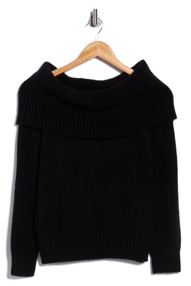 Off the Shoulder Sweater, Alternate, color, BLACK